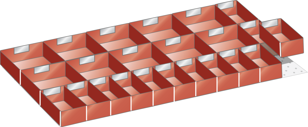 Set Plastic boxes (WxDxFH) 867x459x95mm