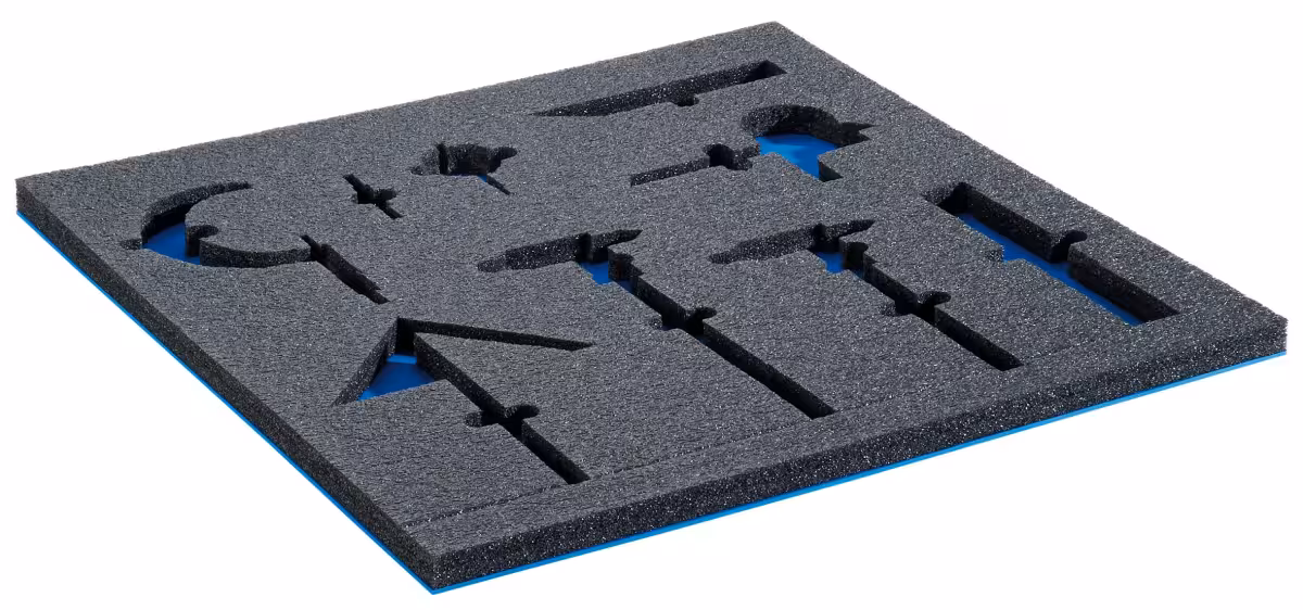 Punched-out foam insert (WxDxH) 900x600x10mm FH 50-400mm black